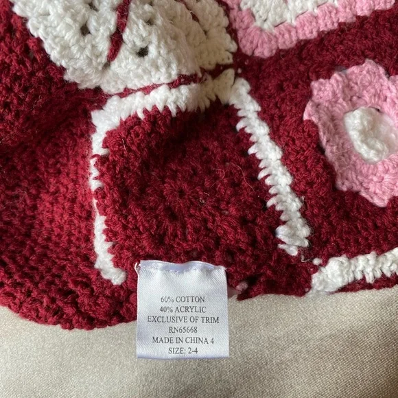 Pink and white crochet beanie - Picture 3 of 3